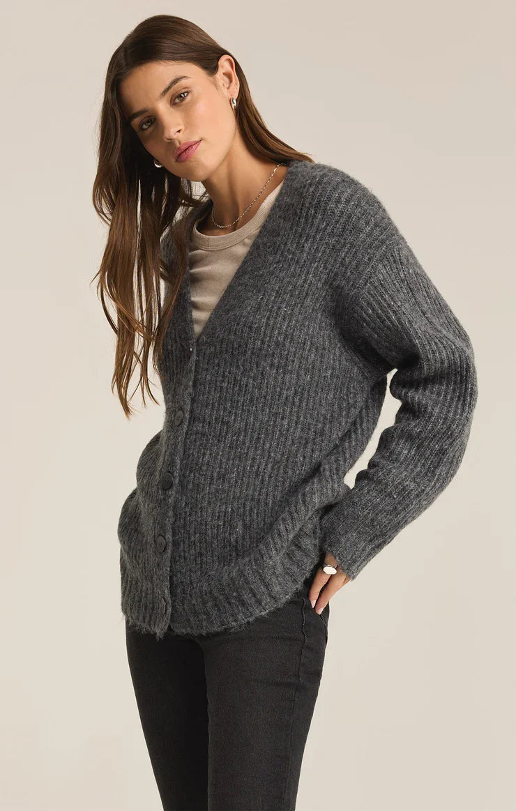 JOSIE COZY CARDIGAN / CHARCOAL HEATHER