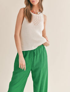 THE BREEZE OPEN KNIT NECK DETAIL SWEATER TANK