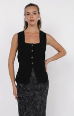 Load image into Gallery viewer, MYRA BUTTON FRONT KNIT VEST / BLACK
