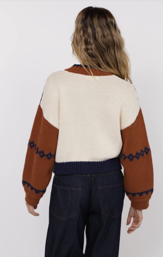 SWEET ROSE JACQUARD ZIP SWEATER