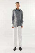 Load image into Gallery viewer, LYON SHIRT STRIPE / CHARCOAL

