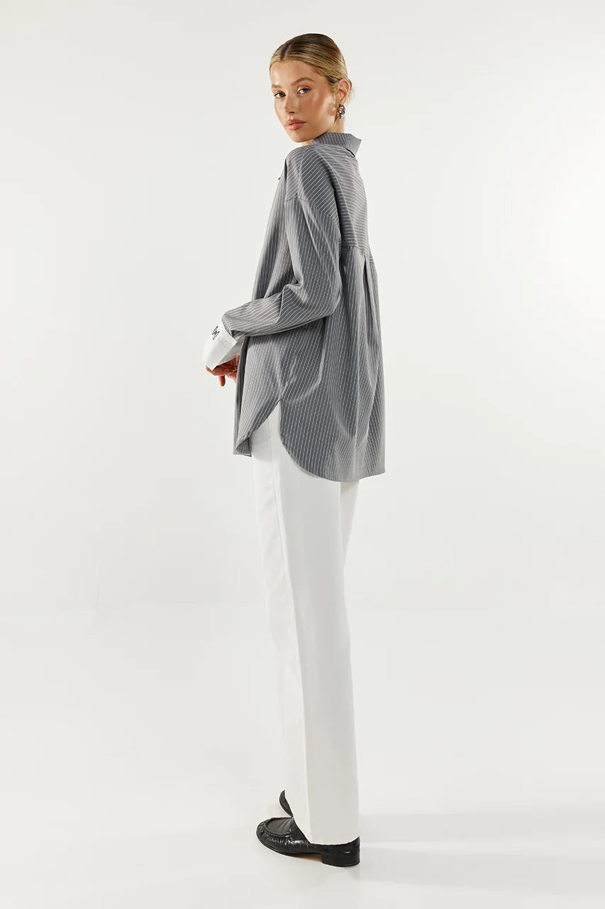 LYON SHIRT STRIPE / CHARCOAL