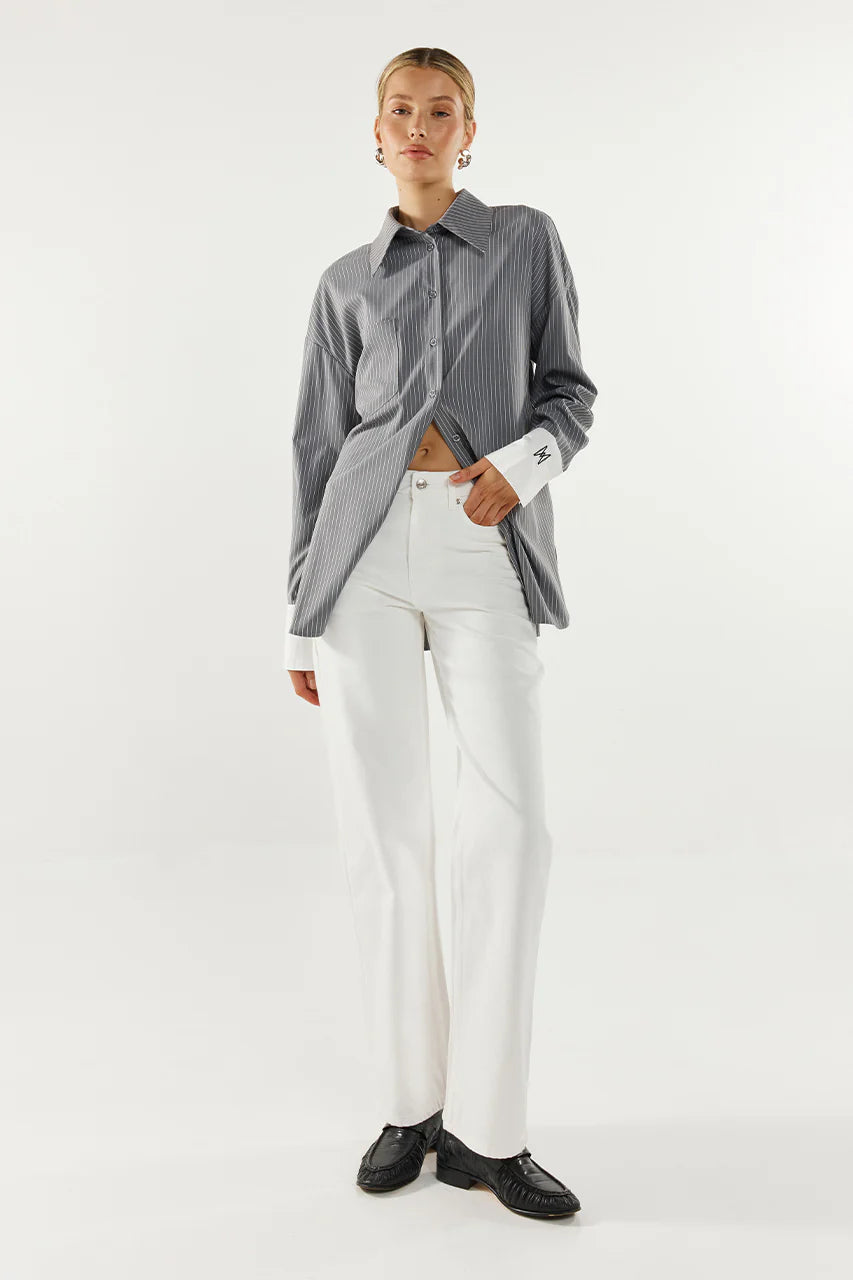 LYON SHIRT STRIPE / CHARCOAL