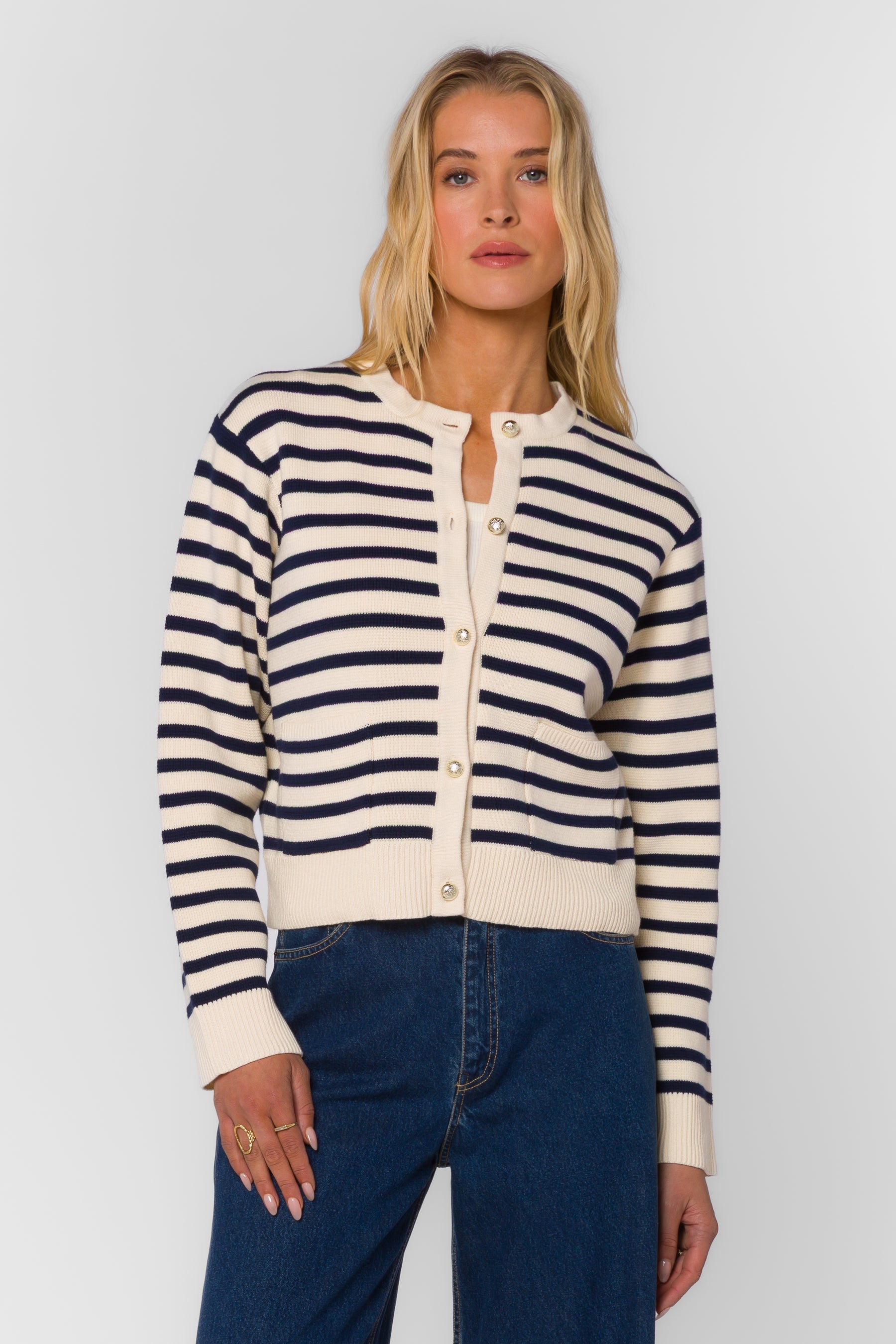 MELINDA NAVY STRIPE CARDIGAN