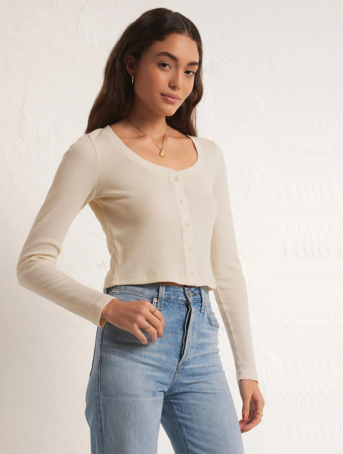 Z-Supply Ciana Soft Pink Cropped Waffle Top