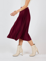 Load image into Gallery viewer, SILENT STREETS PLEATED MIDI SKIRT / WINE
