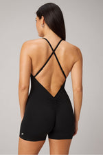 Load image into Gallery viewer, BOOTY SCRUNCH PURELUXE V-BACK JUMPSUIT 4" / BLACK
