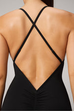 Load image into Gallery viewer, BOOTY SCRUNCH PURELUXE V-BACK JUMPSUIT 4" / BLACK
