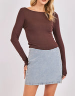 Load image into Gallery viewer, RONAN BOAT NECK KNIT TOP / DARK BROWN
