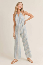Load image into Gallery viewer, NEWPORT BEACH HALTER JUMPSUIT / SKY MULTI *L*

