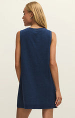 Load image into Gallery viewer, SOLACE JERSEY DENIM MINI DRESS / INDIGO
