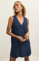 Load image into Gallery viewer, SOLACE JERSEY DENIM MINI DRESS / INDIGO
