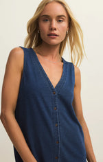 Load image into Gallery viewer, SOLACE JERSEY DENIM MINI DRESS / INDIGO
