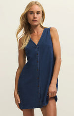 Load image into Gallery viewer, SOLACE JERSEY DENIM MINI DRESS / INDIGO
