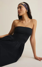 Load image into Gallery viewer, SUNSOUGHT STRAPLESS MIDI DRESS / BLACK
