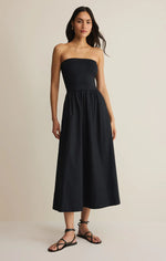 Load image into Gallery viewer, SUNSOUGHT STRAPLESS MIDI DRESS / BLACK
