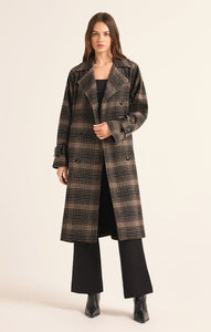 JACKIE PLAID TRENCH