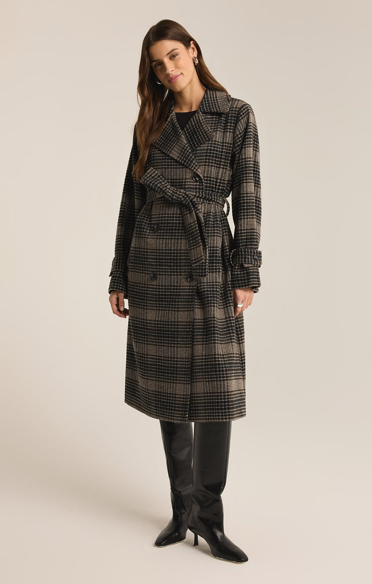 JACKIE PLAID TRENCH