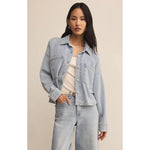 Load image into Gallery viewer, ALL DAY CROPPED KNIT DENIM JACKET / WASHED INDIGO
