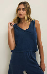Load image into Gallery viewer, SLOANE V-NECK DENIM TANK / INDIGO

