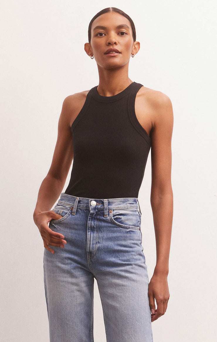 LILY RIB TANK / BLACK
