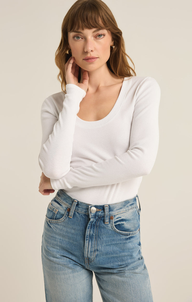 SIRENA RIB LONG SLEEVE TEE / WHITE