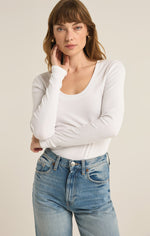 Load image into Gallery viewer, SIRENA RIB LONG SLEEVE TEE / WHITE
