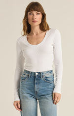 Load image into Gallery viewer, SIRENA RIB LONG SLEEVE TEE / WHITE
