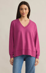 Load image into Gallery viewer, MODERN V-NECK WEEKENDER SWEATER / MAGENTA
