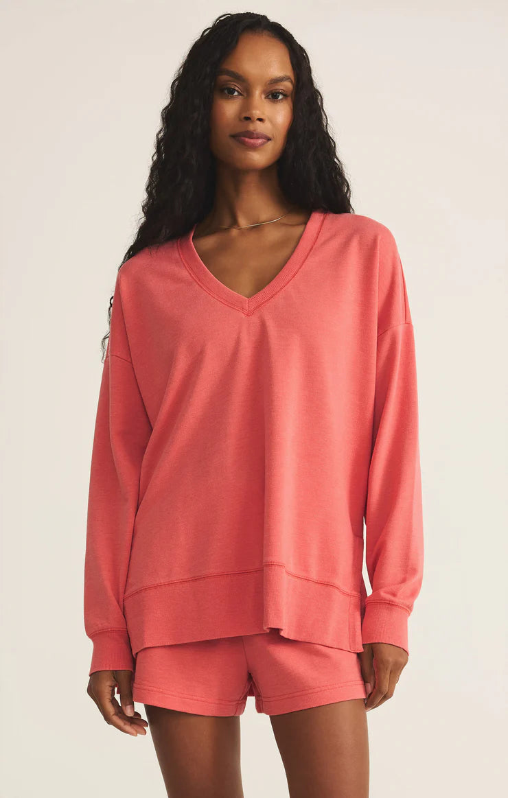 MODERN V-NECK WEEKENDER / PERSIMMON