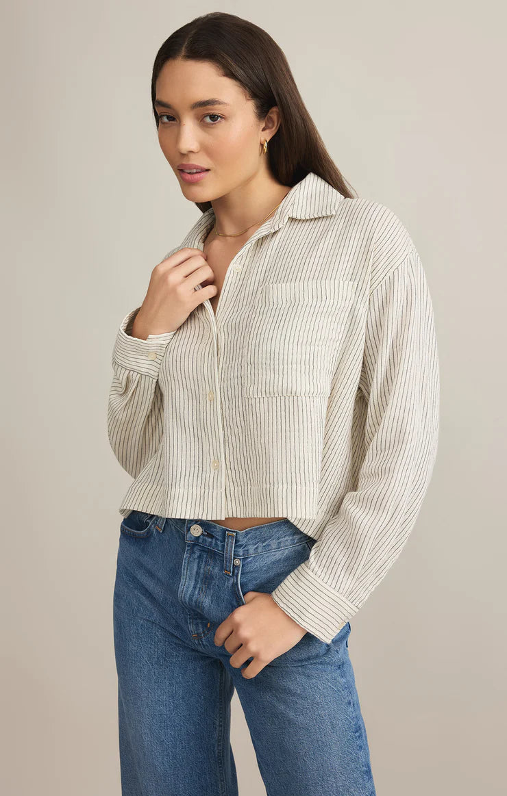 DEL MAR COTTON GAUZE STRIPED SHIRT