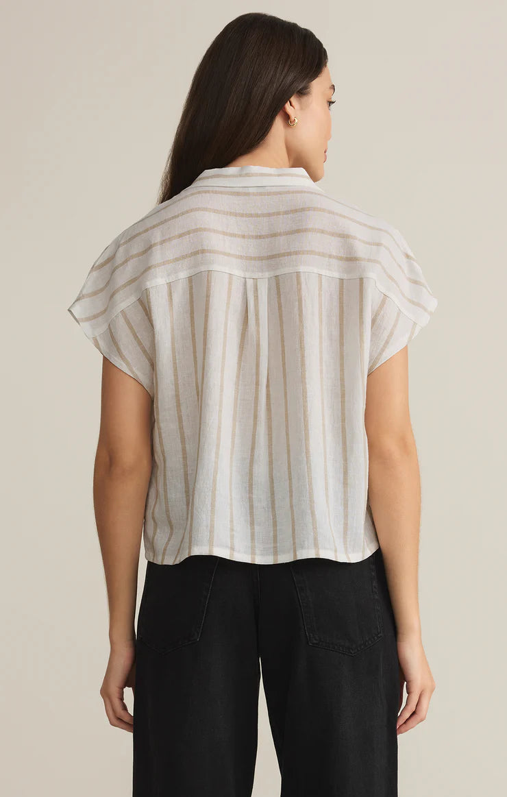 PARALLEL STRIPED LINEN TOP