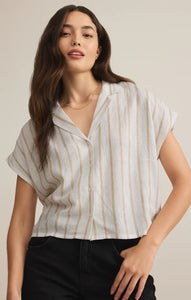 PARALLEL STRIPED LINEN TOP