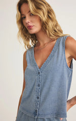 Load image into Gallery viewer, SOLACE JERSEY DENIM TOP / MEDIUM INDIGO
