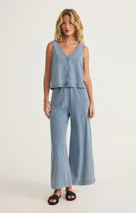 SOLACE JERSEY DENIM TOP / MEDIUM INDIGO