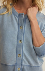 Load image into Gallery viewer, DAILY KNIT DENIM CARDIGAN / OCEAN AIR INDIGO
