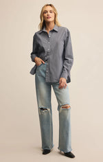 Load image into Gallery viewer, SEAPORT STRIPED POPLIN BUTTON UP
