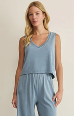 Load image into Gallery viewer, SLOANE V-NECK DENIM TANK / OCEAN AIR INDIGO
