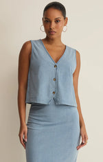 Load image into Gallery viewer, NOELLE JERSEY TOP / OCEAN AIR INDIGO
