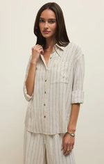 Load image into Gallery viewer, ALFIE STRIPED LINEN BUTTON UP
