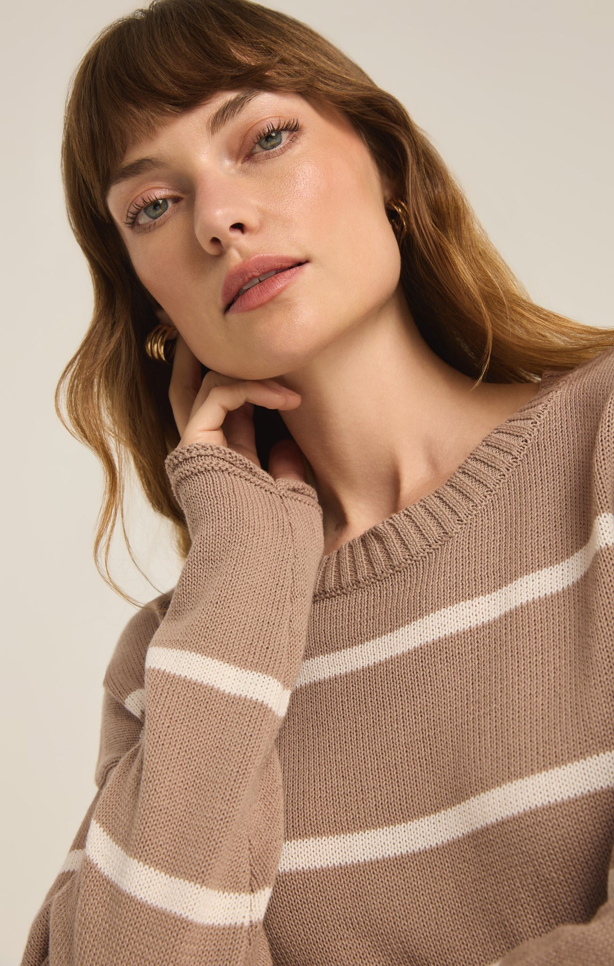 SIENNA STRIPE SWEATER / LATTE