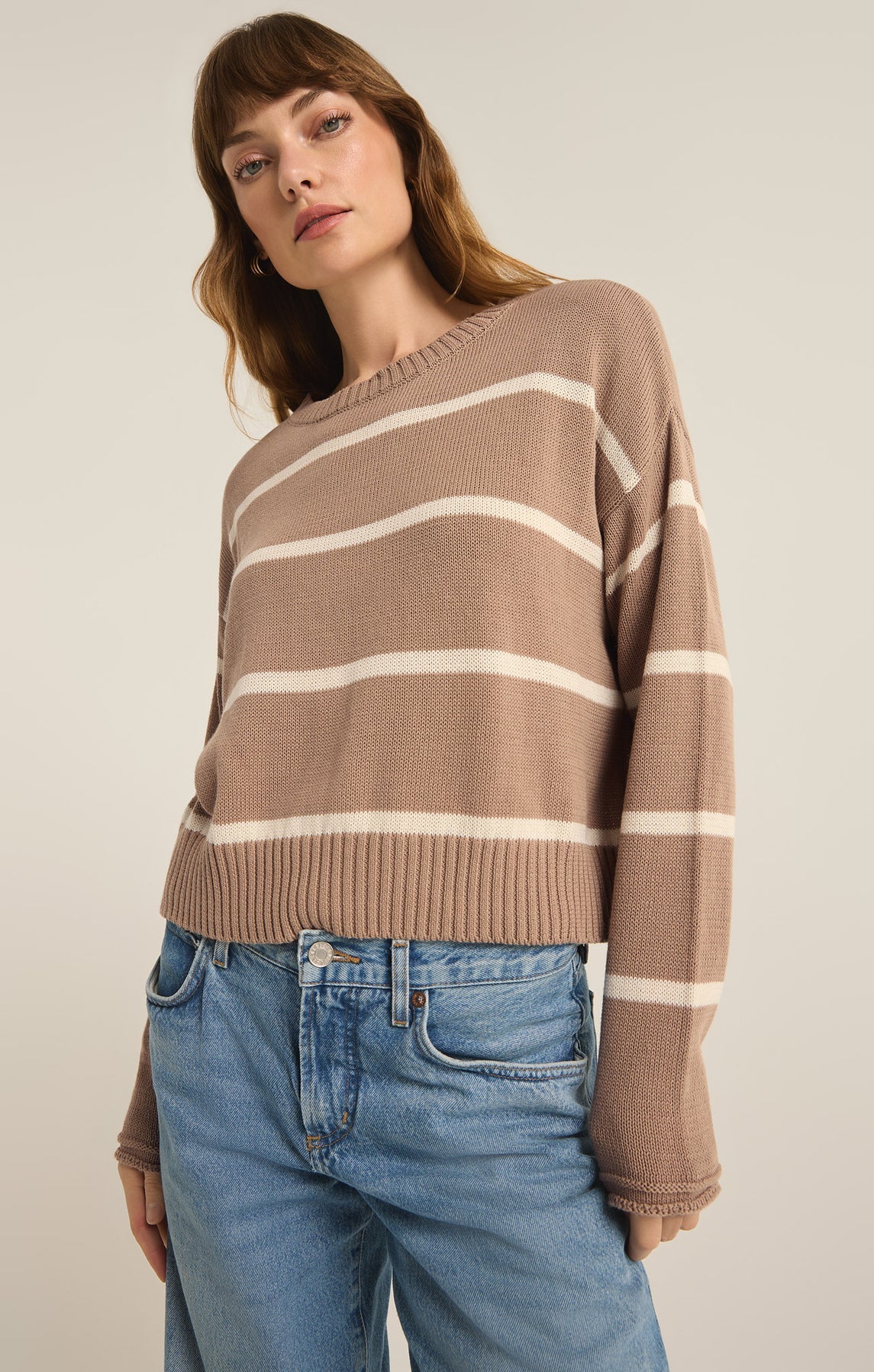 SIENNA STRIPE SWEATER / LATTE