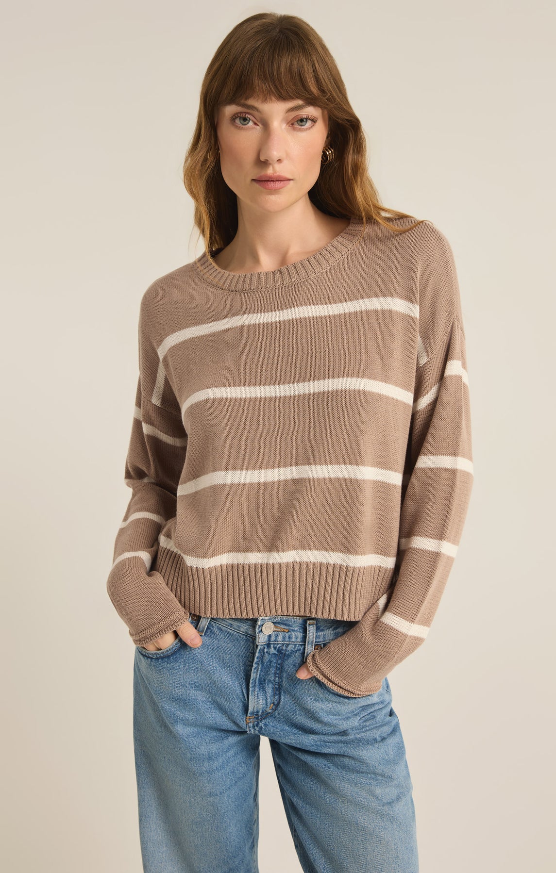 SIENNA STRIPE SWEATER / LATTE