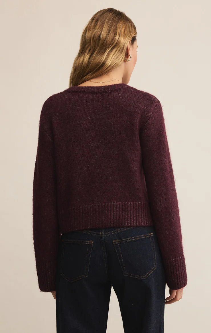 BREEN CROP CARDIGIAN / MERLOT