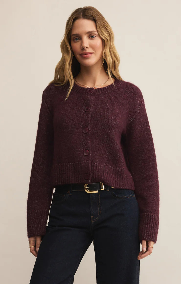 BREEN CROP CARDIGIAN / MERLOT