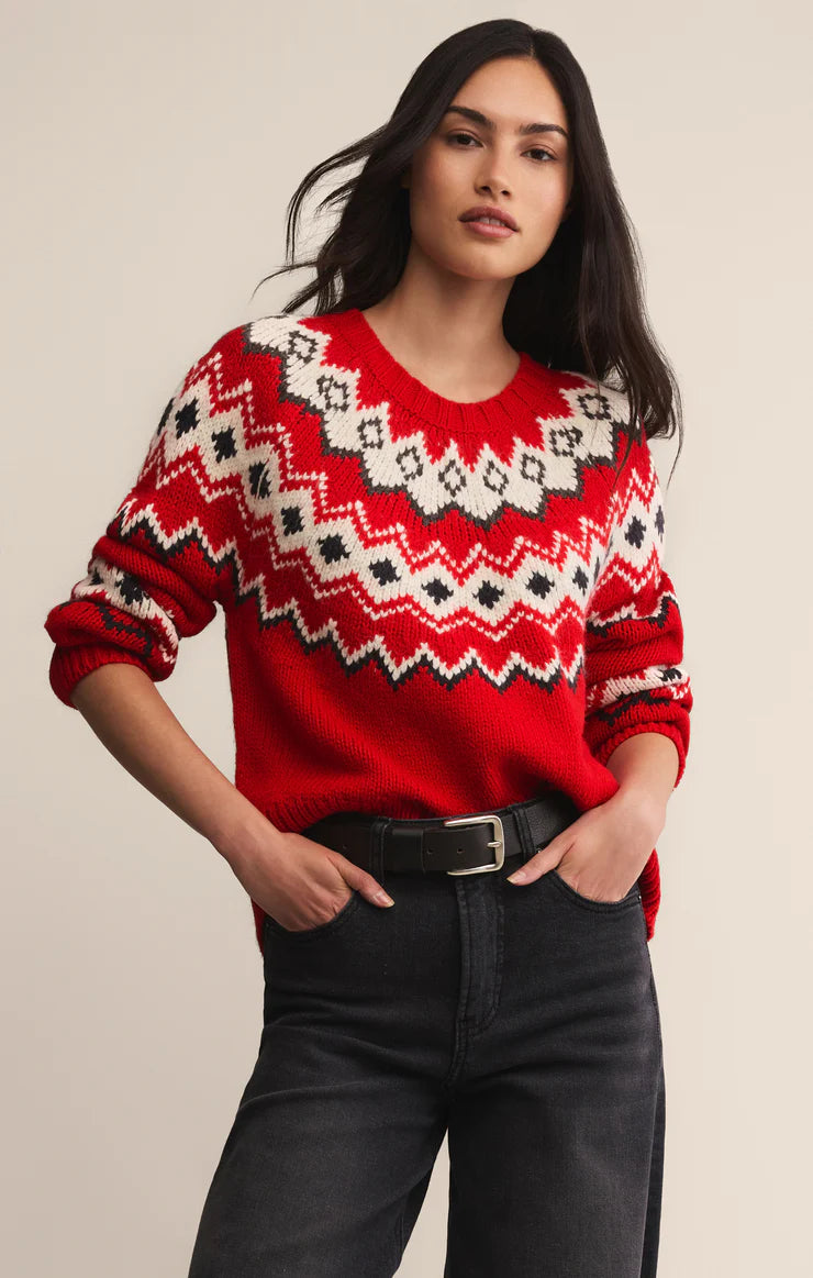 ADORNMENT SWEATER / FESTIVE RED