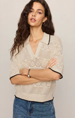 Load image into Gallery viewer, DEN MAN CROCHET POLO SWEATER
