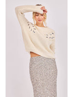 Load image into Gallery viewer, MONROE LEAF CUTOUT EMBELLISHED SWEATER
