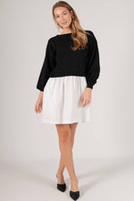 Load image into Gallery viewer, ELLA SWEATSHIRT POPLIN DRESS / BLACK
