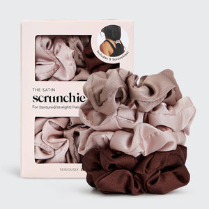 SATIN SLEEP SCRUNCHIES 5PC / Cameo